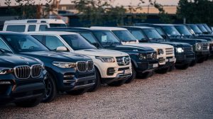 A fleet of luxury SUVs