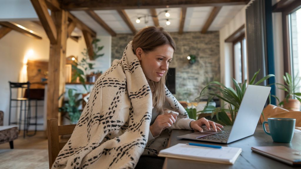 woman working at home